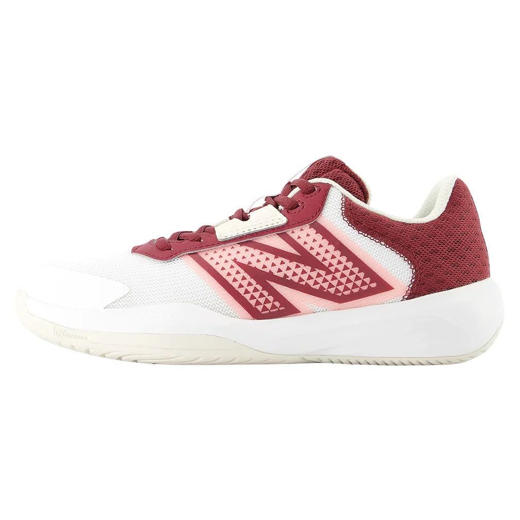 Women's 696v6 B Width Tennis Shoes White and Monarch Burgundy