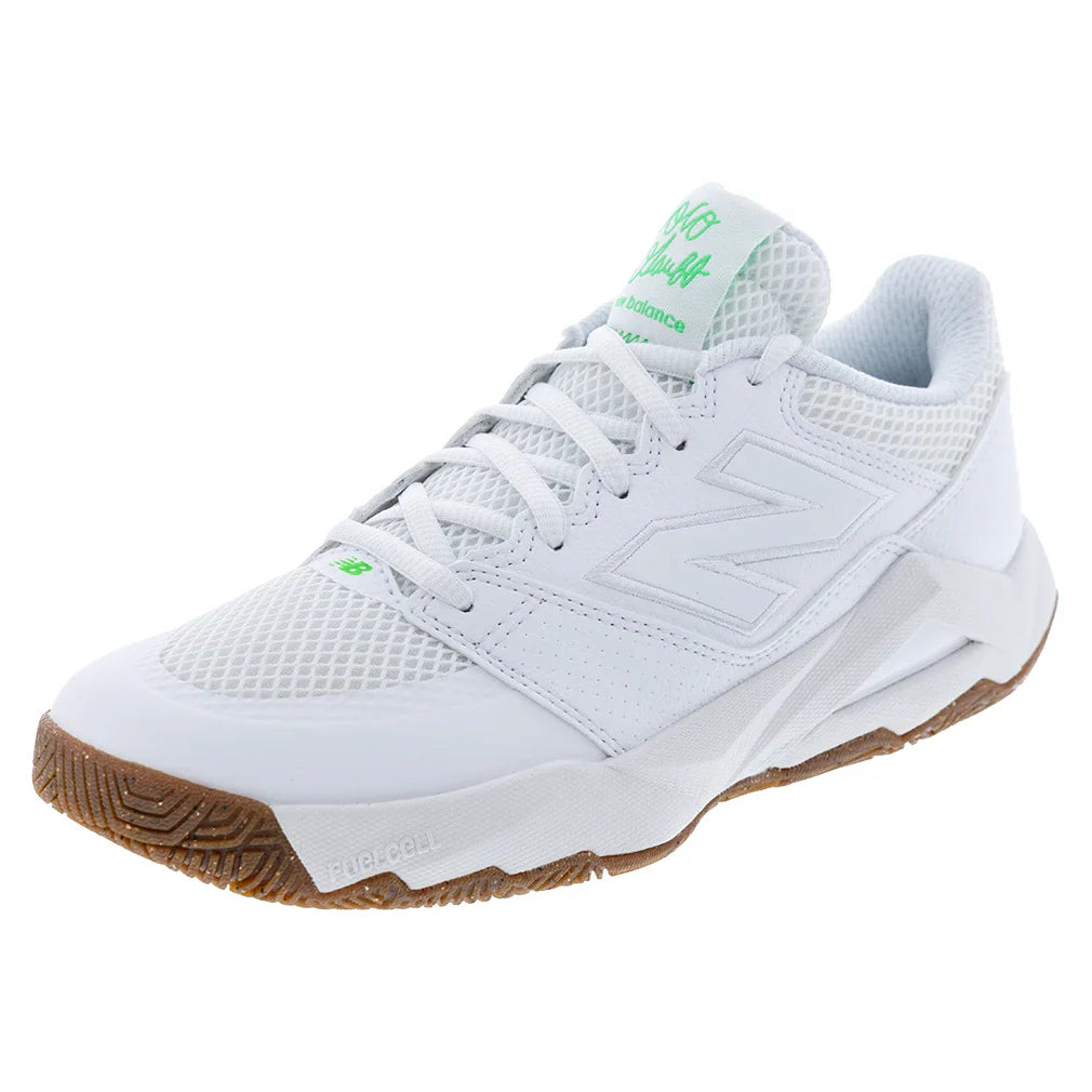 Women's FuelCell Delray B Width Tennis Shoes White and Green Apple