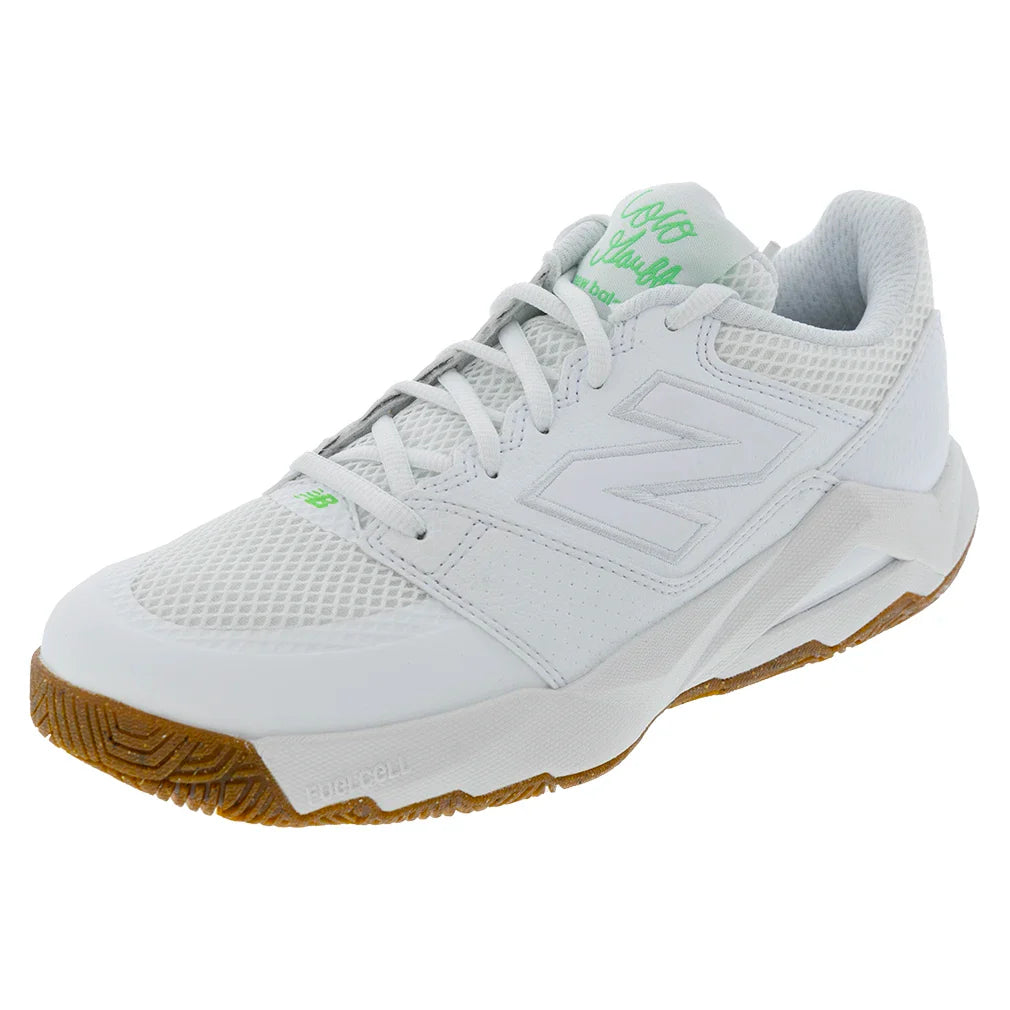 Women's FuelCell Delray D Width Tennis Shoes White and Green Apple