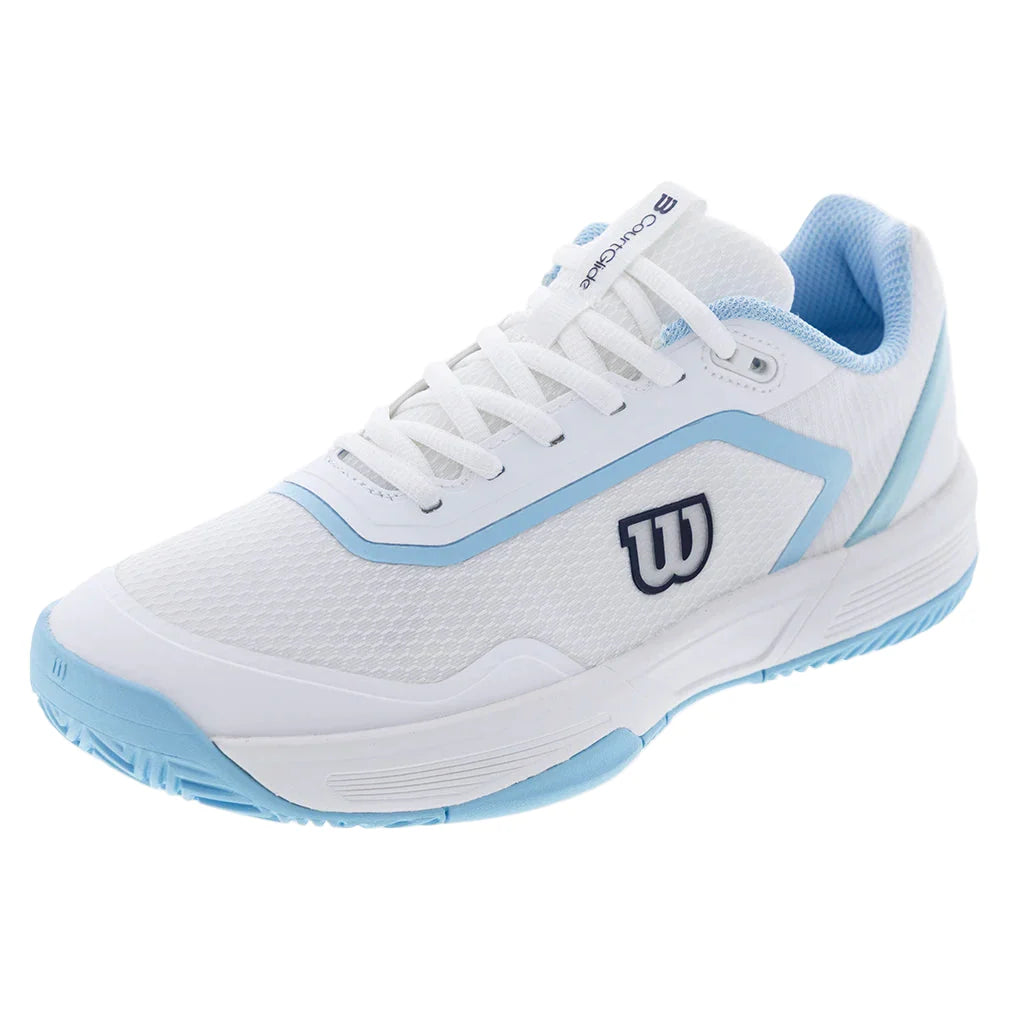 Women's CourtGlide Tennis Shoes White and Airy Blue