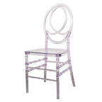 Acrylic Stackable Ghost Chair in Phoenix Chiavari style Transparent Resin with Oval Back Clear - Sleek Armless Design for Weddings & Gatherings - Bell Racket Store