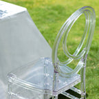Acrylic Stackable Ghost Chair in Phoenix Chiavari style Transparent Resin with Oval Back Clear - Sleek Armless Design for Weddings & Gatherings - Bell Racket Store