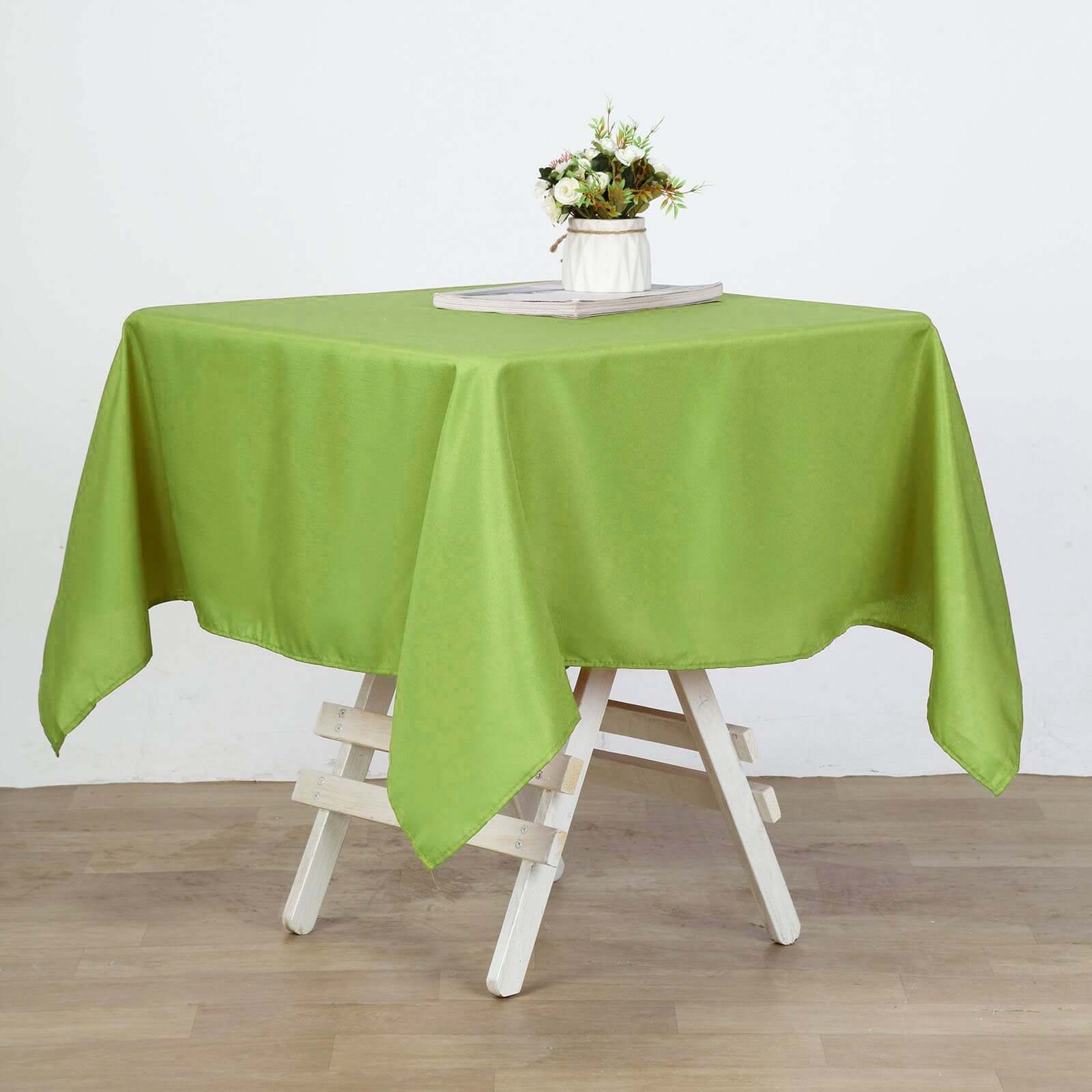 Polyester 54"x54" Table Overlay Square Tablecloth Apple Green - Wrinkle-Resistant & Durable Table Cover