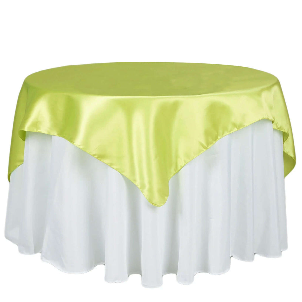 Satin 72"x72" Table Overlay Square Tablecloth Apple Green - Smooth Finish Table Cover