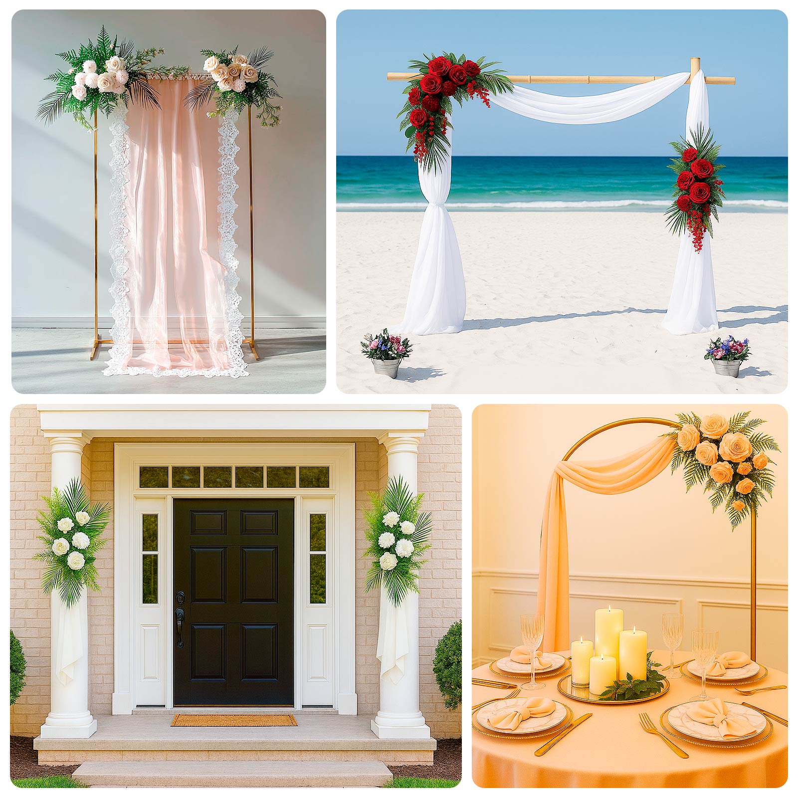 Artificial Wedding Arch Flowers â€“ Lavender Lilac Rose & Chrysanthemum Swag with Greenery and Palm Leaves - Bell Racket Store