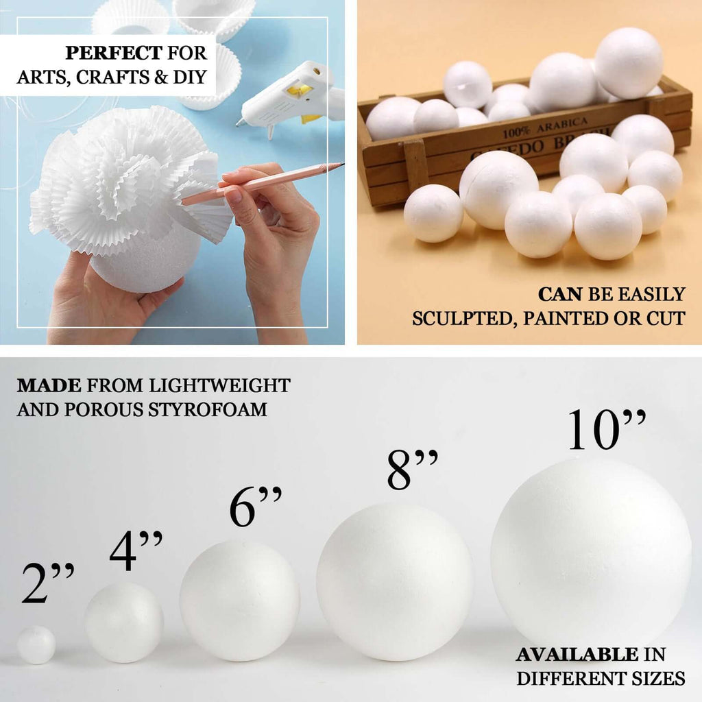 4 Pack 8â€ White StyroFoam Foam Balls For Arts, Crafts and DIY