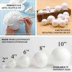 4 Pack 8â€ White StyroFoam Foam Balls For Arts, Crafts and DIY