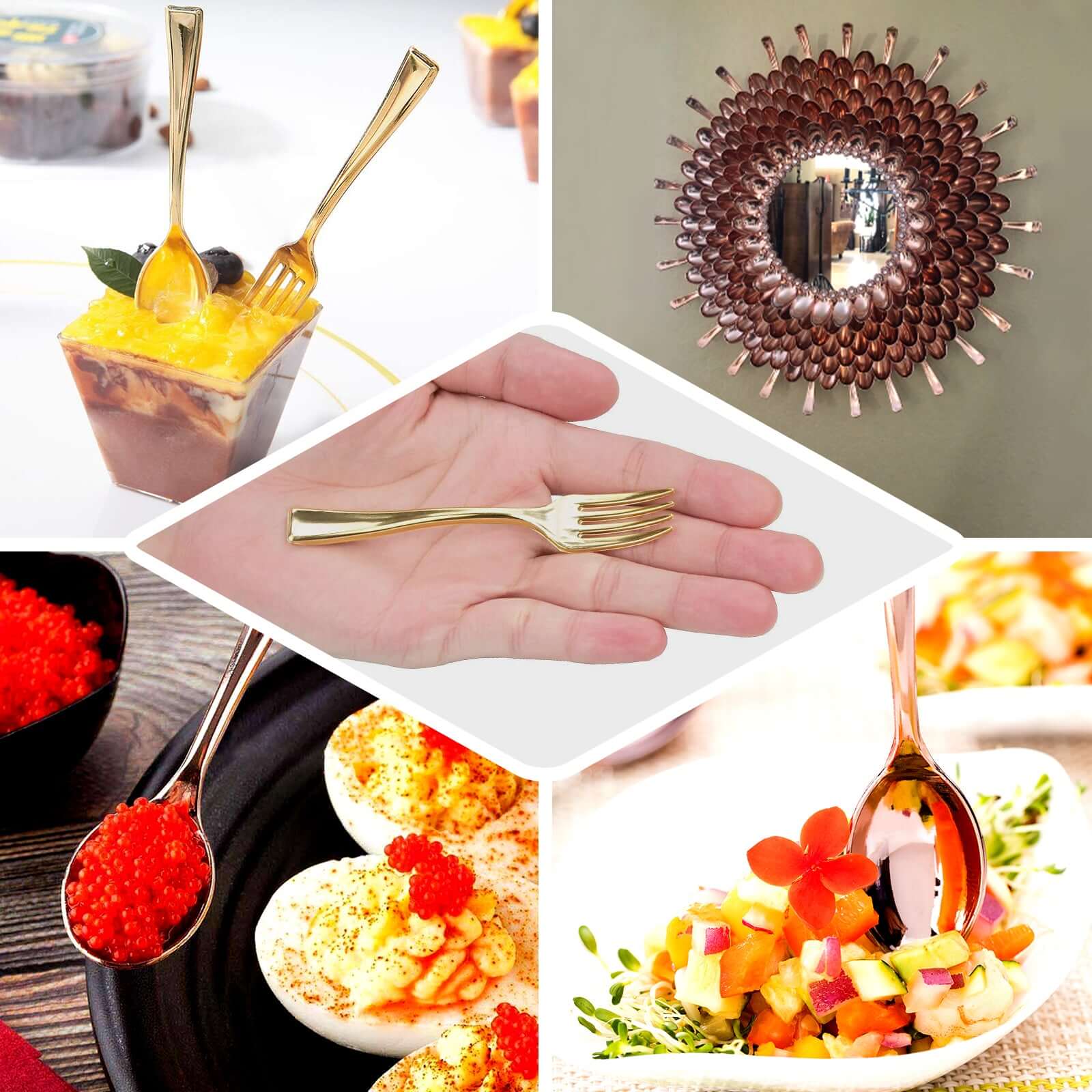 24-Pack Plastic Mini Dessert Forks Rose Gold 4"