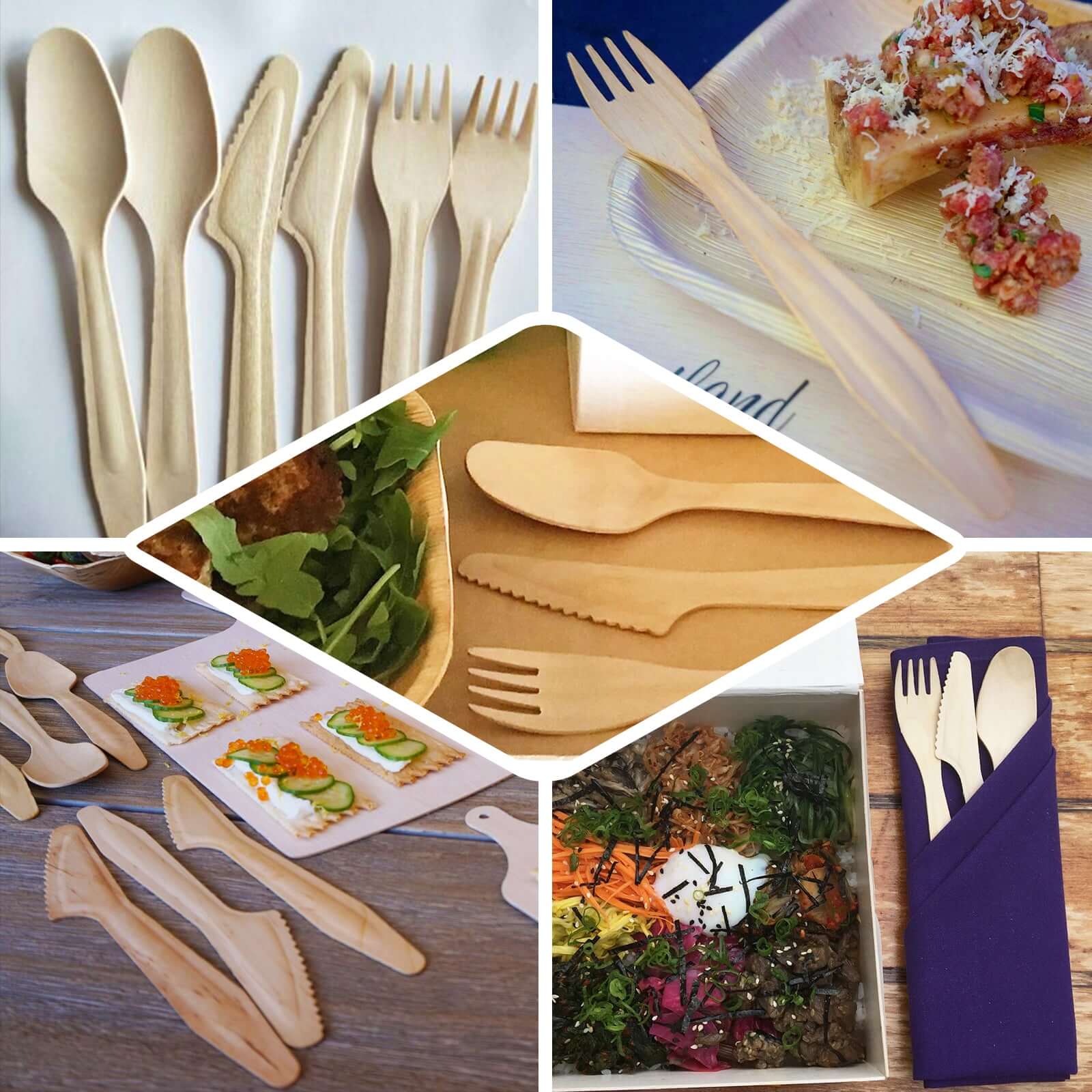 100-Pack Birchwood Spoons Natural - Eco Friendly Biodegradable Wooden Utensils for Rustic Themes & Outdoor Parties 6"