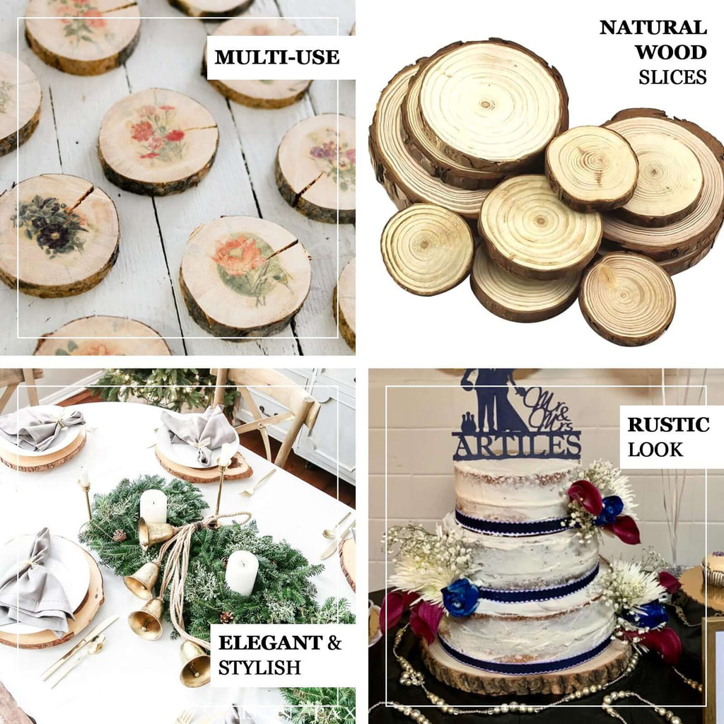 Rustic Poplar Wood Slices Round - Versatile Centerpieces for Tablescapes 9" Dia