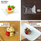 24-Pack Appetizer Plates Mini Wavy Rim Design Clear - Plastic Disposable Plates for Snacks and Parties 3"