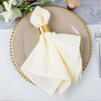 5 Pack Premium Polyester 20"x20" Napkins Ivory - Wrinkle-Resistant & Durable Dinner Napkins