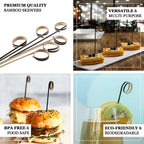 100-Pack Bamboo Cocktail Sticks Black Loop Ring Decorative Top Design - Eco Friendly Party Picks 5"