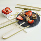 50-Pack Bamboo Wooden Tongs Disposable Flatware Eco Friendly Natural - Biodegradable Party Serving Utensils 6"