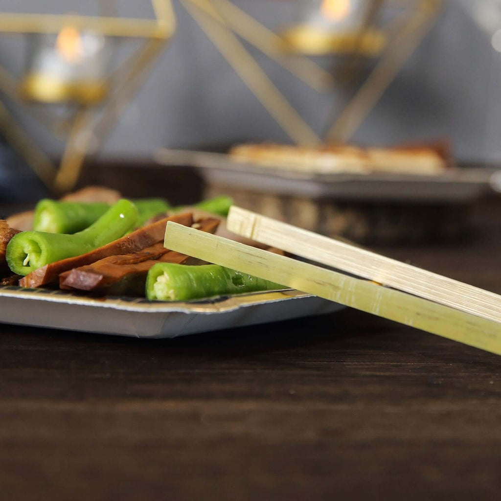 50-Pack Bamboo Wooden Tongs Disposable Flatware Eco Friendly Natural - Biodegradable Party Serving Utensils 6"