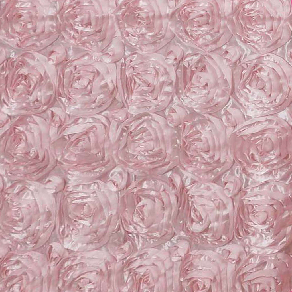 Satin 90"x132" Rectangle Tablecloth Blush - Grandiose 3D Rosette Seamless Table Cover