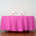 Polyester 108" Round Tablecloth Fuchsia - Wrinkle-Resistant Table Cover