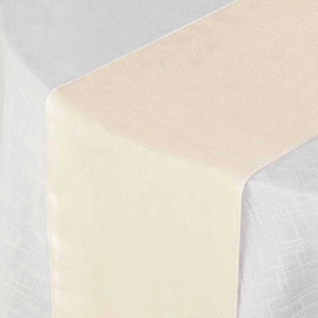 Polyester 12"x108" Table Runner Beige - Durable & Wrinkle-Resistant Table Decor