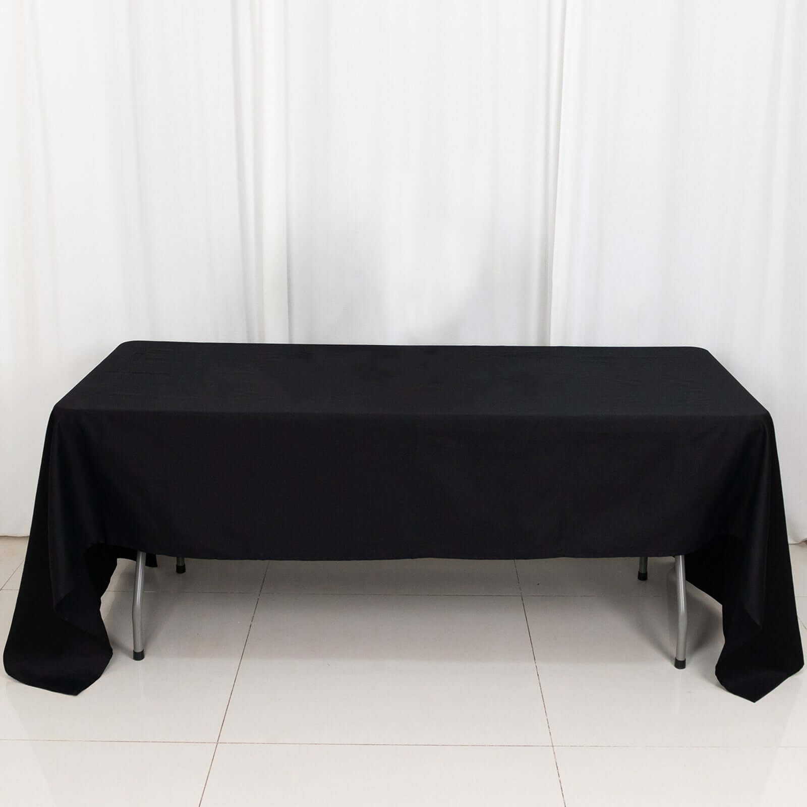 100% Cotton 60"x126" Rectangle Tablecloth Black Linen - Sophisticated, Soft & Breathable Table Cover