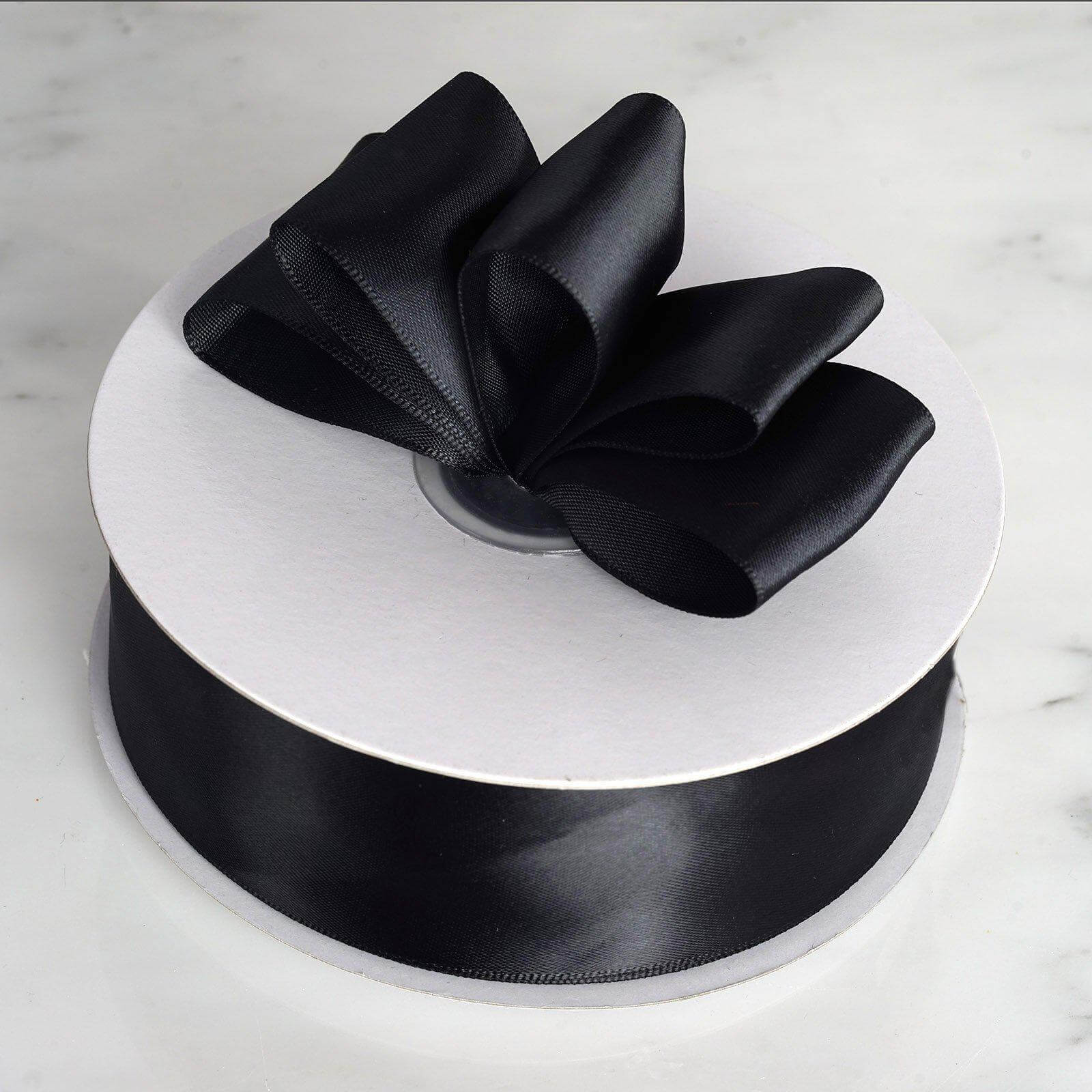 50 Yards 1.5" Black Single Face Decorative Satin Ribbon