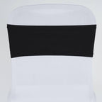 5 Pack Stretch Spandex Chair Sashes Black - Fitted Finish Two Ply Heavy Duty Chair Bands 5"x12"