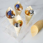 50-Pack Pine Wood Food Cones Eco Friendly Natural Disposable Design - 100% Biodegradable Tasting Serving Cones 6"