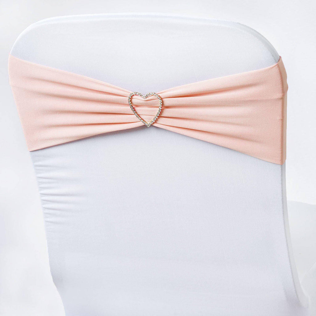 5 Pack Stretch Spandex Chair Sashes Blush - Fitted Finish Two Ply Heavy Duty Chair Bands 5"x12"