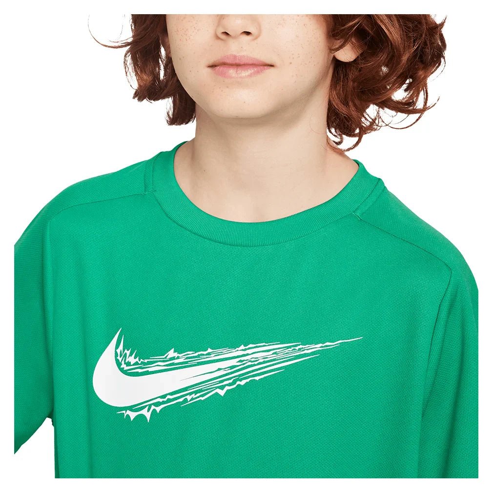 Boys' Dri - FIT Multi Short Sleeve Training Top Stadium Green and White - Bell Racket Store