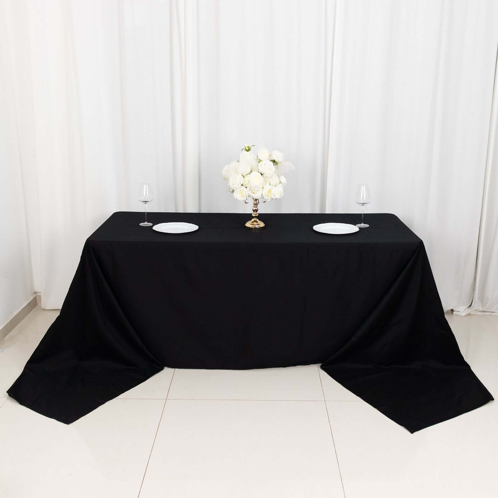 100% Cotton 90"x156" Rectangle Tablecloth Black Linen - Seamless, Soft & Breathable Table Cover