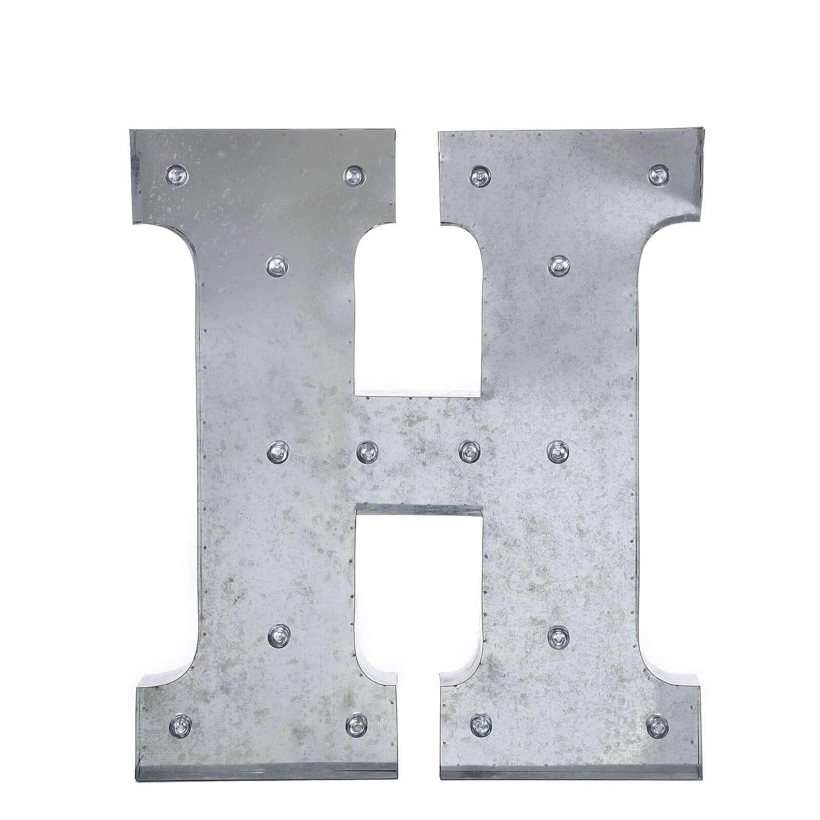 20" Vintage Galvanized Metal Marquee Letter Lights Cordless With 16 Warm White LED