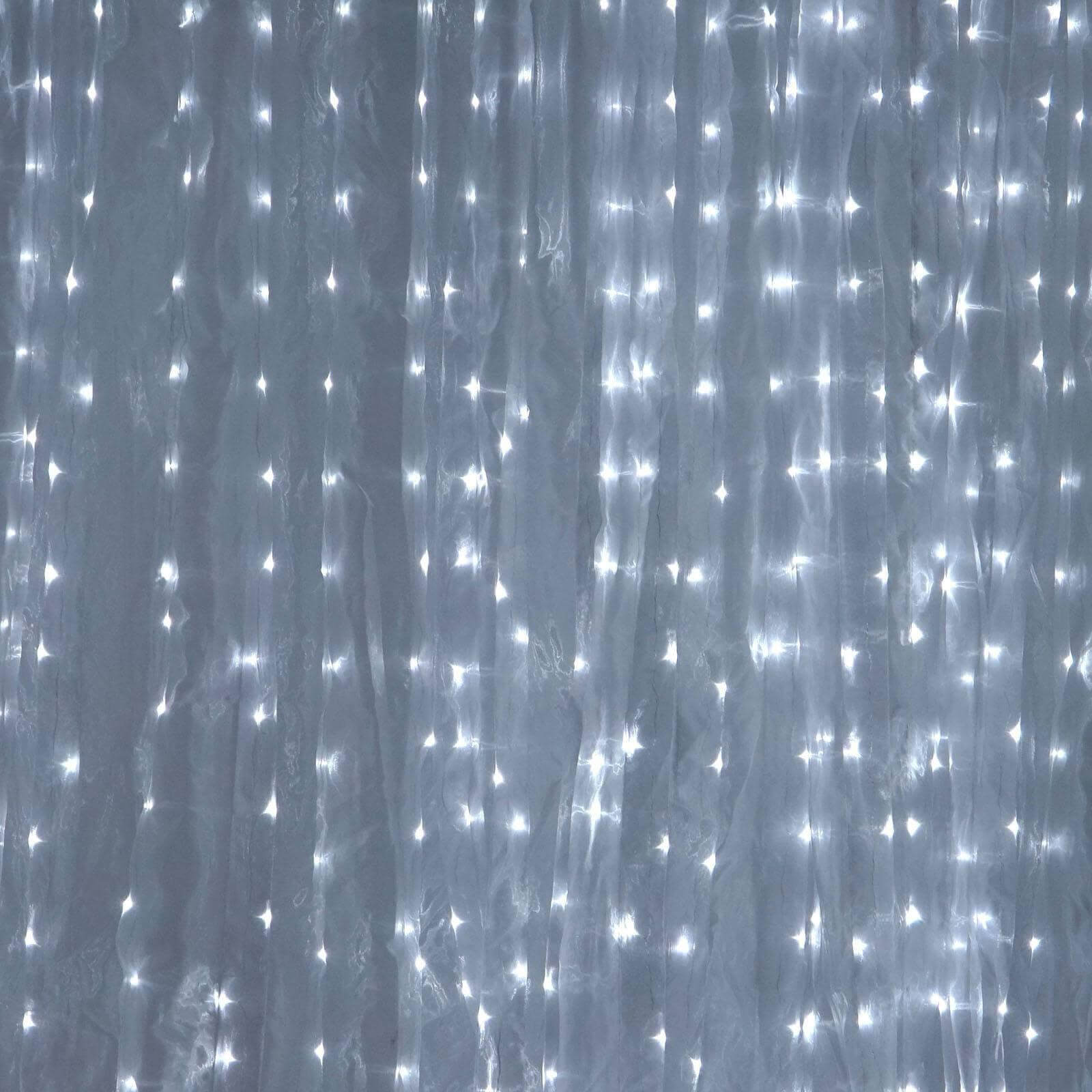 20ftx10ft White Sheer Organza w Cool LED Lights Decorative Curtain Panel