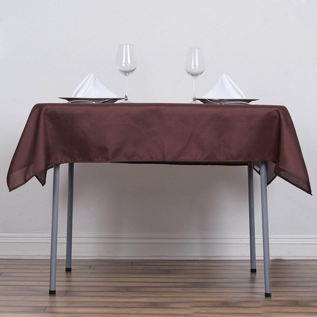 Polyester Square 54"x54" Tablecloth Chocolate - Wrinkle-Resistant & Durable Table Cover