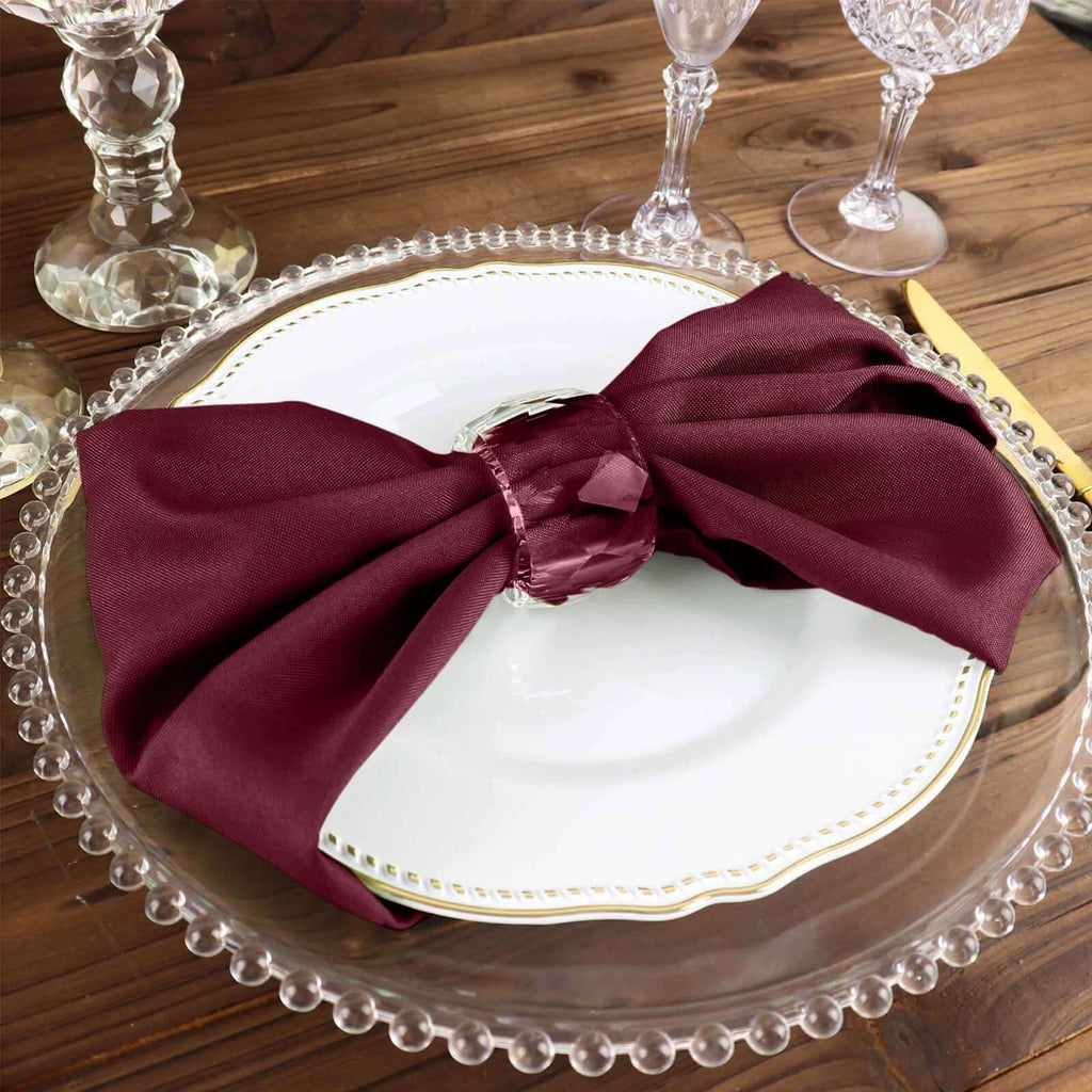 5 Pack Polyester 17"x17" Napkins Burgundy - Durable & Wrinkle Resistant Dinner Napkins