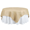 Burlap 90"x90" Table Overlay Square Tablecloth Natural - Rustic Design for Vintage Celebrations