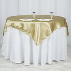 Satin 60"x60" Table Overlay Square Tablecloth Champagne - Smooth Silky Touch Table Cover