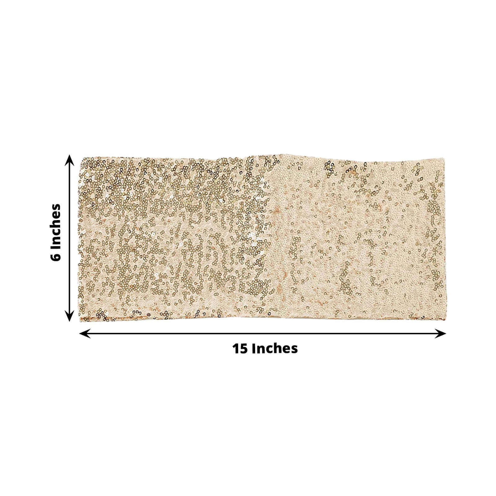 5 Pack Sequin Spandex Chair Sashes Champagne - Stretch Chair Bands 6"x15"