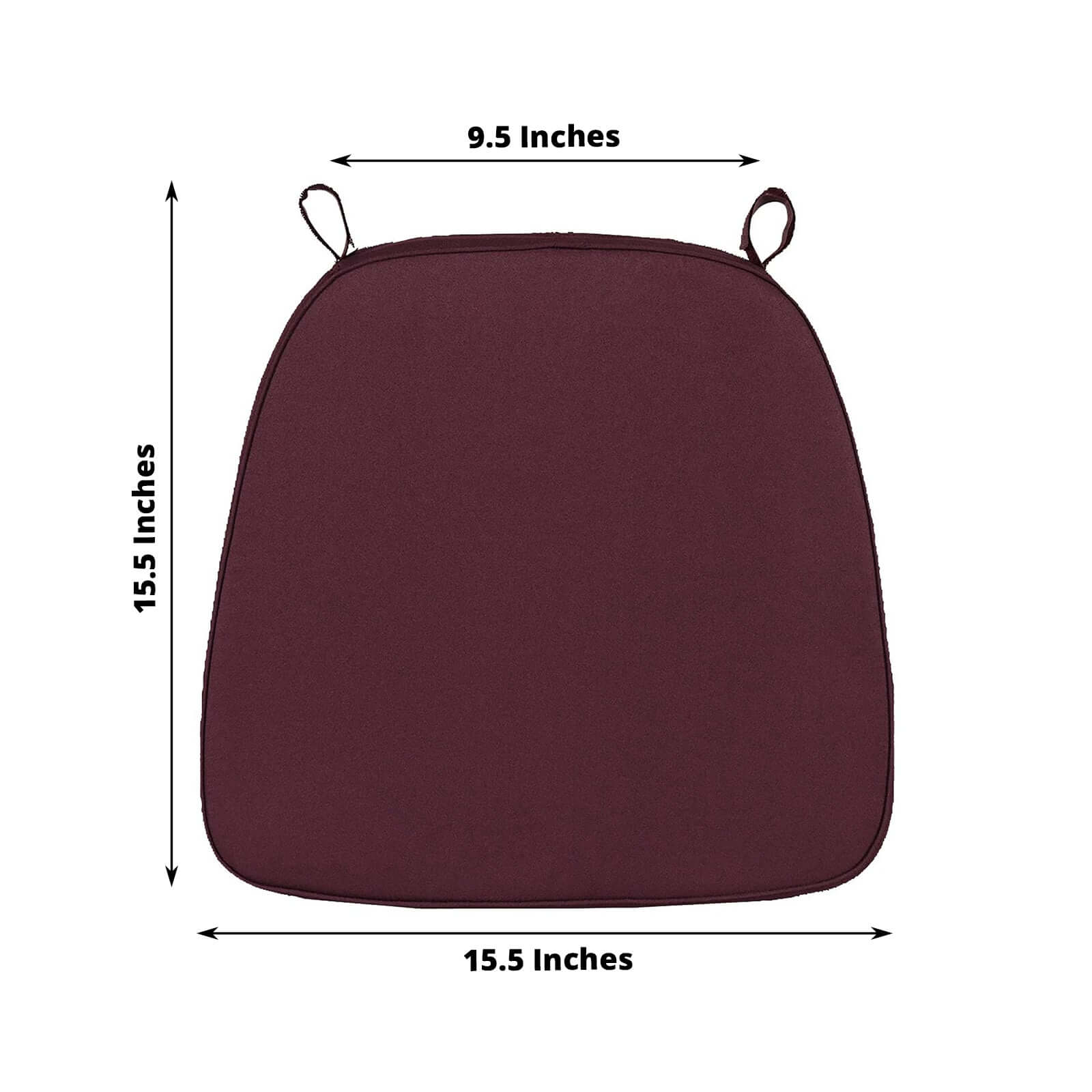 Chiavari Chair Cushion with 1.5" Thick Memory Foam and Ties Burgundy - Stylish Removable Cover for Comfort - Bell Racket Store