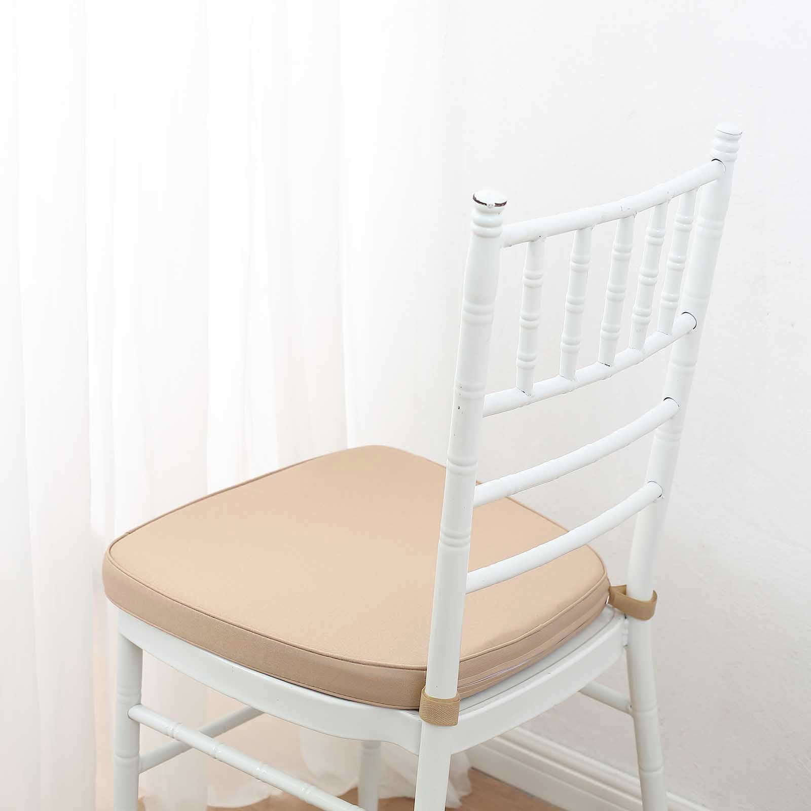 Chiavari Chair Cushion with 1.5" Thick Memory Foam and Ties Nude - Stylish Removable Cover for Comfort - Bell Racket Store