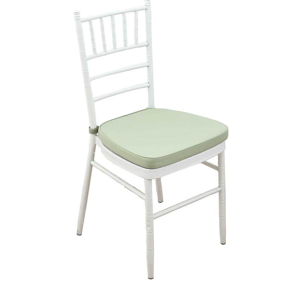 Chiavari Chair Cushion with 1.5" Thick Memory Foam and Ties Sage Green - Stylish Removable Cover for Comfort - Bell Racket Store