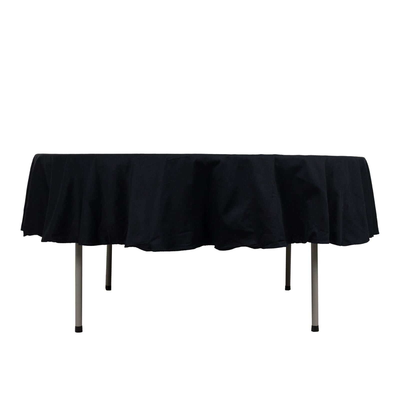 100% Cotton 90" Round Tablecloth Black Linen - Soft & Breathable Table Cover