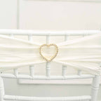 Rhinestone Chair Sash Band Buckle Gold 2" Heart Metal - Glittering Diamond Accent for Weddings & Special Events