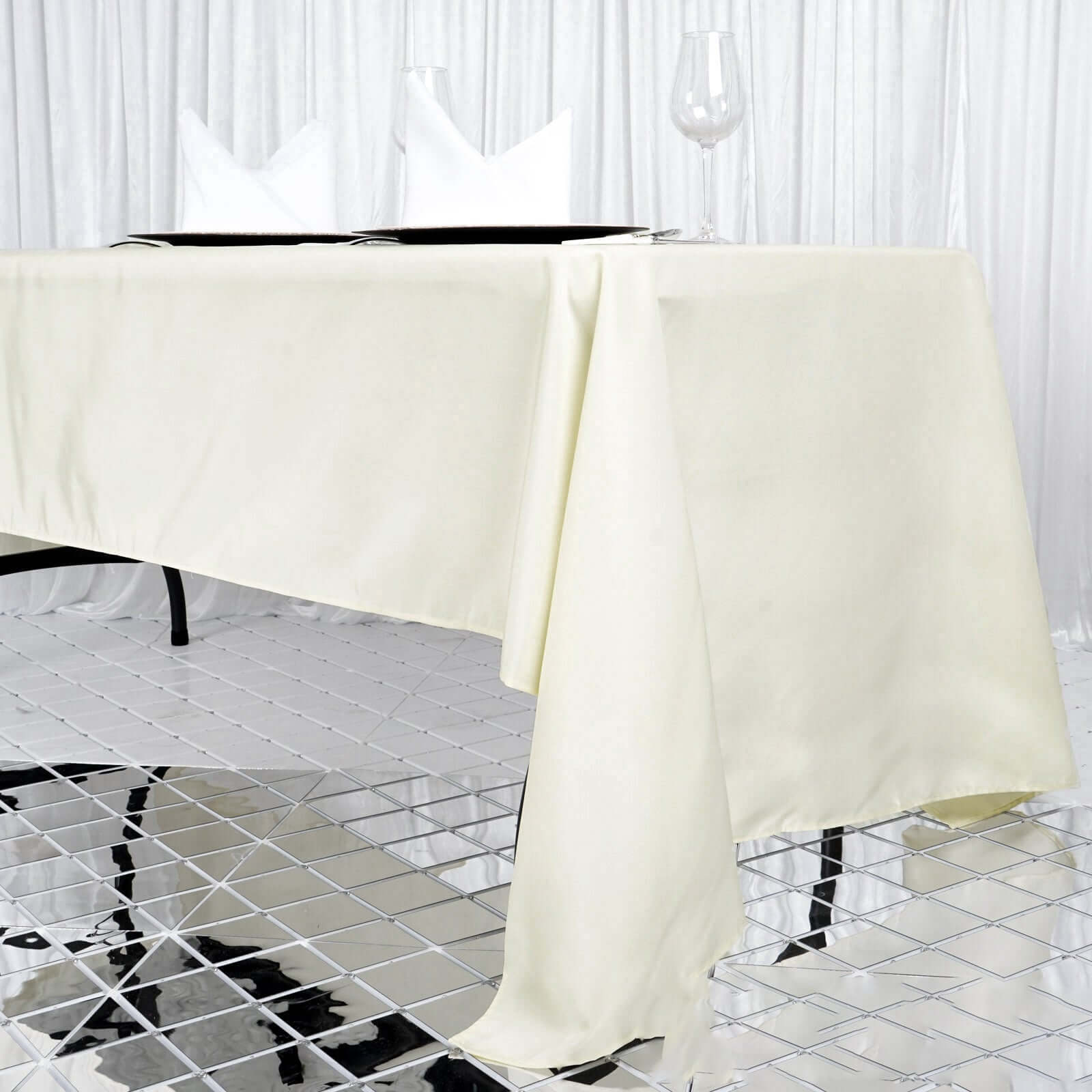 Premium Polyester 60"x126" Rectangle Tablecloth Ivory - Stain-Resistant 220GSM Finish Table Cover