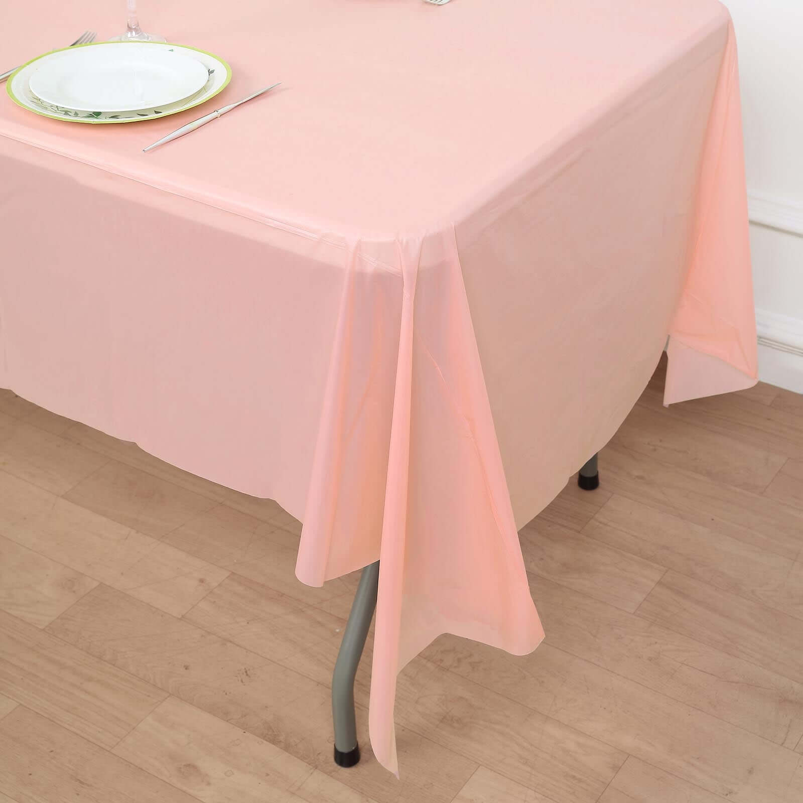 5-Pack Plastic Table Covers Blush Rectangle - Reliable PVC Disposable Covers for Gatherings 54"x108"