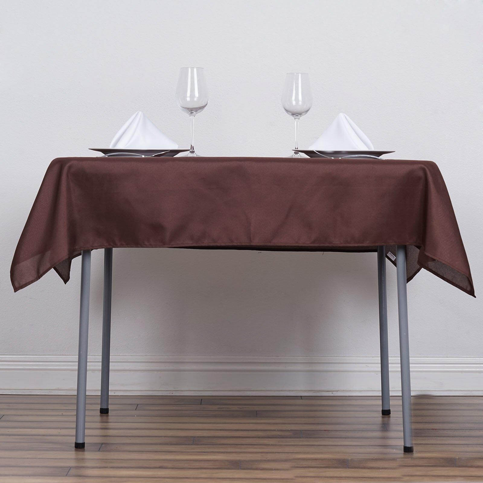 Polyester 54"x54" Table Overlay Square Tablecloth Chocolate - Wrinkle-Resistant & Durable Table Cover