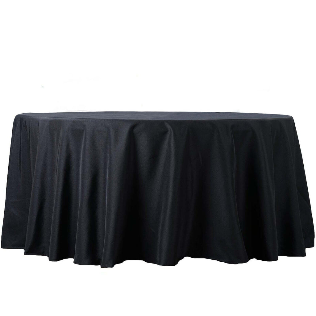 Premium Polyester 108" Round Tablecloth Black - Wrinkle-Resistant 220GSM Table Cover for Weddings & Events