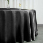 Satin 120" Round Tablecloth Black - Stylish Seamless Table Cover for Weddings & Events