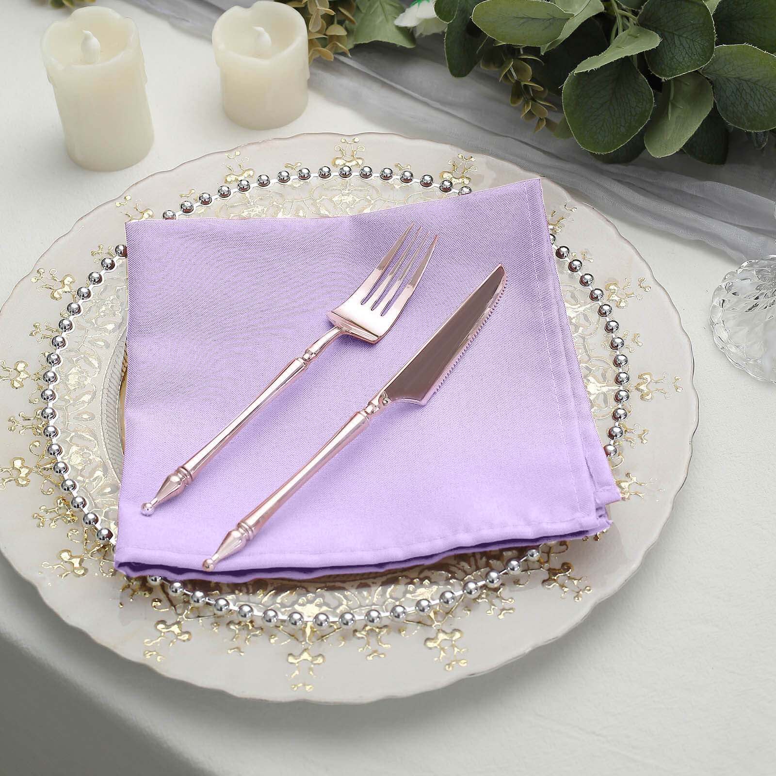 5 Pack Polyester 17"x17" Napkins Lavender Lilac - Durable & Wrinkle Resistant Dinner Napkins