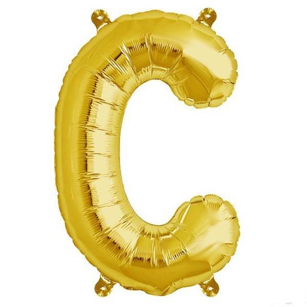13" Gold Letter & Number Balloons, Shiny Metallic Mylar Foil Alphabet Balloons