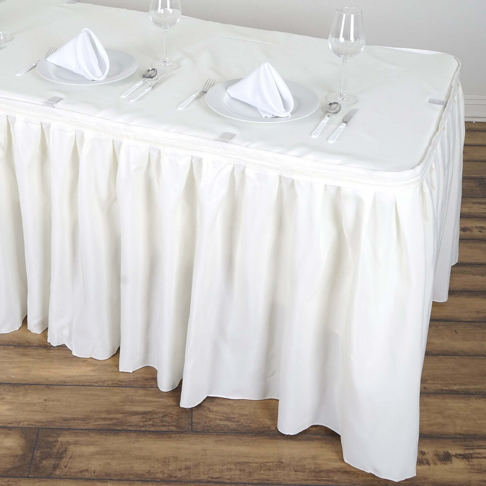 Polyester 17ft Table Skirt Ivory - Classic Pleated Design
