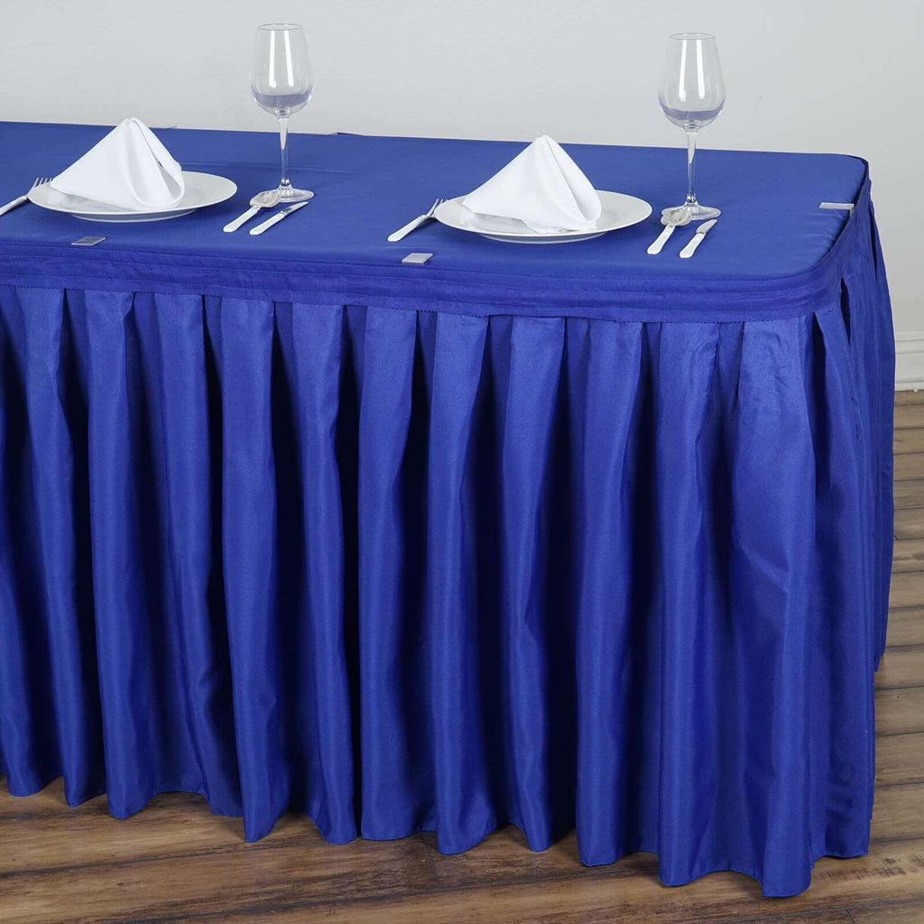 Polyester 14ft Table Skirt Royal Blue - Classic Pleated Design
